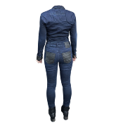 Combinaison en jean moto femme Overlap Tess Dark Blue